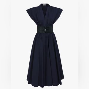 ALAIA belted midi Japanese poplin dress